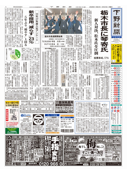 下野新聞紙面